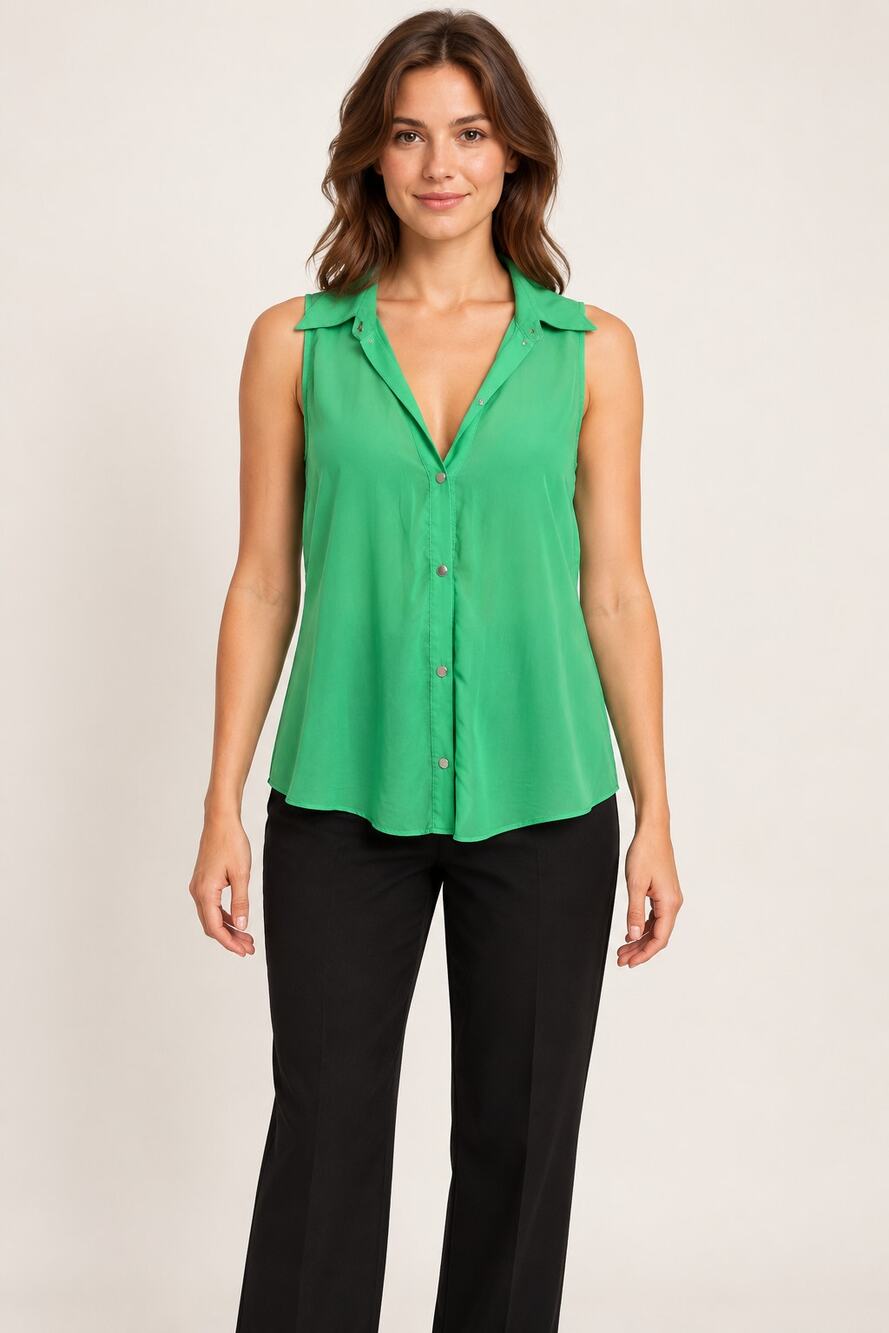 Hot & Delicious Green Sleeveless Open Back Blouse Size 4